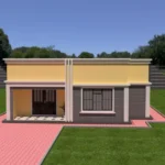 Simple 2 bedroom house plan with a hidden roof