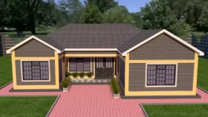image of a 3 bedroom house with a hip and valley roofing design
