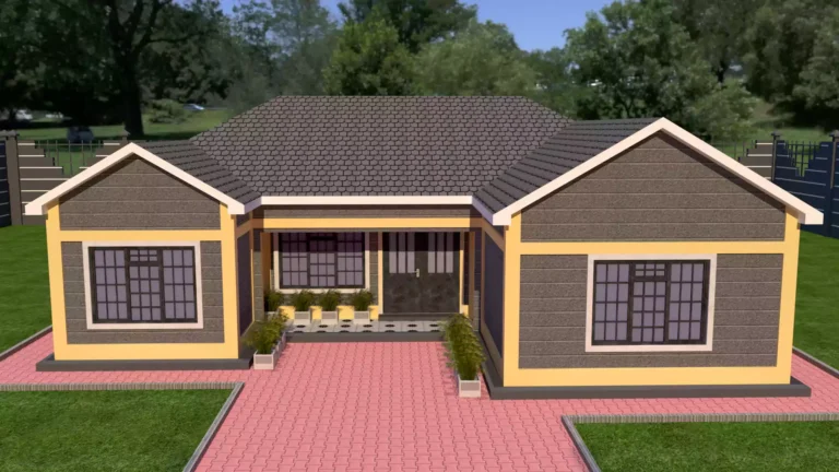 image of a 3 bedroom house with a hip and valley roofing design