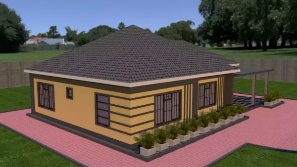 3 bedroom house with a hip roof