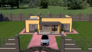 image of a 3 bedroom house featuring a simple hidden roof