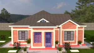 2 bedroom house with a Dutch gable roof design plan