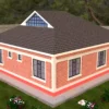 2 bedroom house with a Dutch gable roof design plan