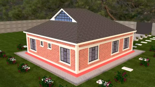2 bedroom house with a Dutch gable roof design plan