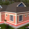 2 bedroom house with a Dutch gable roof design plan