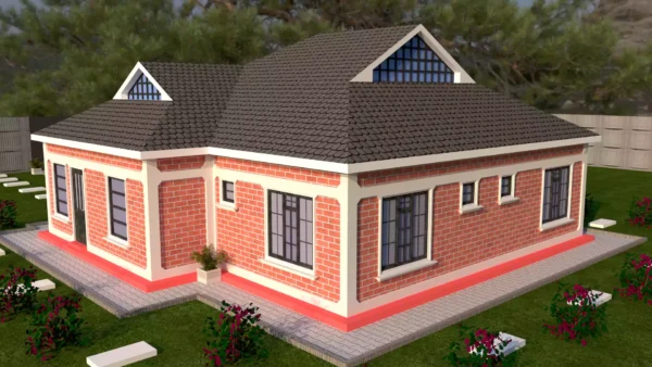 2 bedroom house with a Dutch gable roof design plan