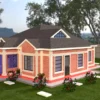 2 bedroom house with a Dutch gable roof design plan