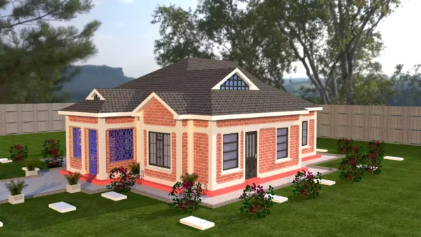 2 bedroom house with a Dutch gable roof design plan