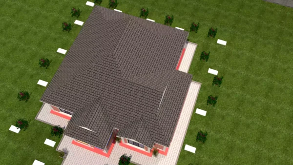 2 bedroom house with a Dutch gable roof design plan