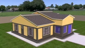 3 bedroom house with a gable roof design