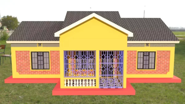 Image of a 3 bedroom house with a gable roof design