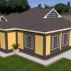 3 bedroom house plan with a dutch gable roof design
