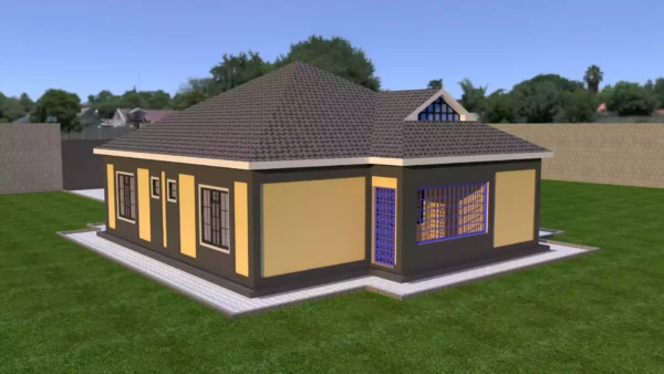 3 bedroom house plan with a dutch gable roof design