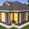 3 bedroom house plan with a dutch gable roof design