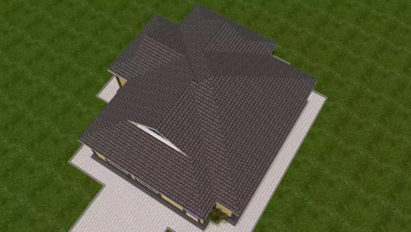 3 bedroom house plan with a dutch gable roof design