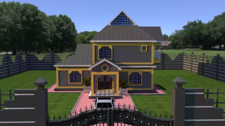 image of a 4 bedroom house storey building with a black tiled dutch gable roof design