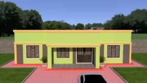 Image of a 2 bedroom house with a hidden roof design