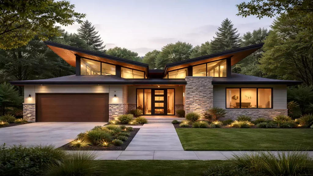 House with a butterfly roof