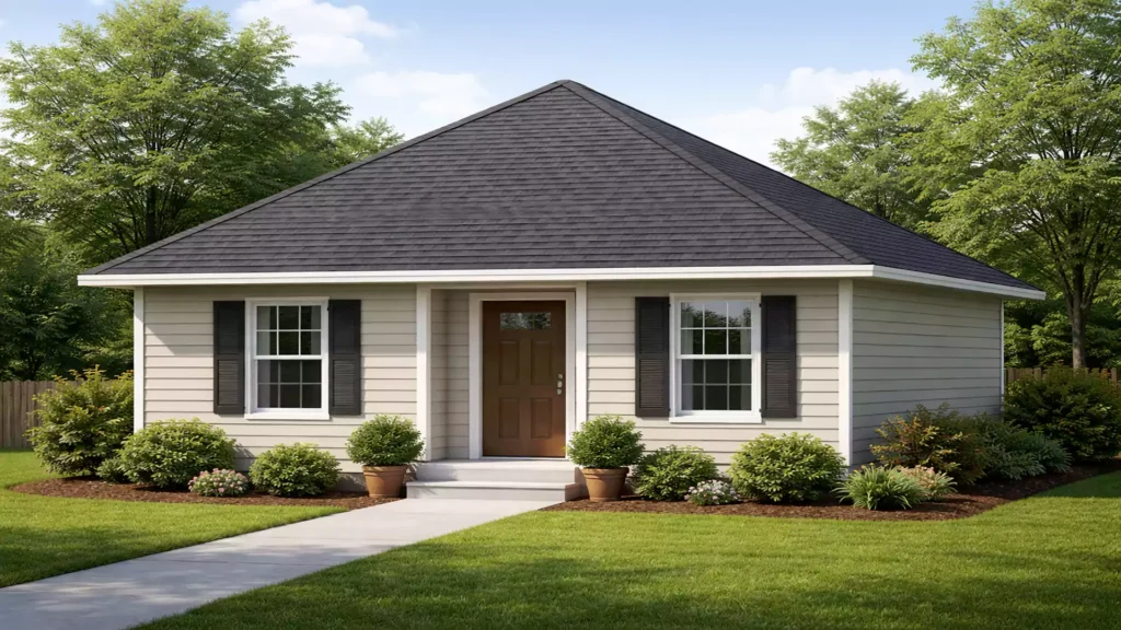 House with a pyramid hip roof