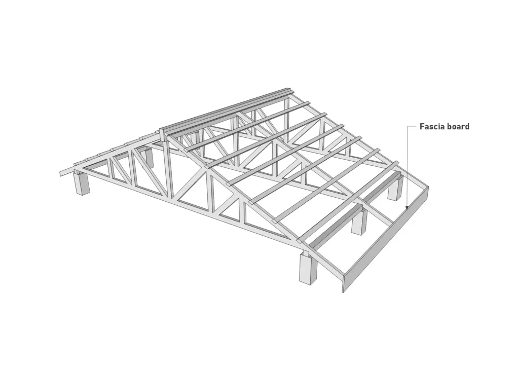 Fascia board on a roof structure.