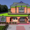 A 3 bedroom storey house in Kenya with a dutch gable roof.