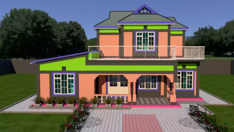 A 3 bedroom storey house in Kenya with a dutch gable roof.