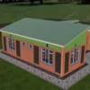 Simple 2 bedroom house with a skillion roof architectural plan