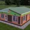 Simple 2 bedroom house with a skillion roof architectural plan