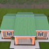 Simple 3 bedroom house with a gable roof building plan