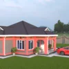 3 bedroom house with a dutch gable roof architectural plan