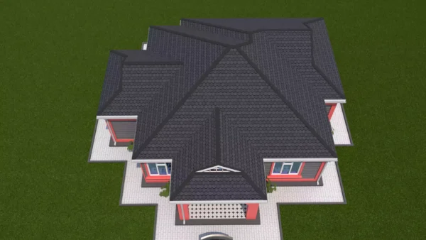 3 bedroom house with a dutch gable roof architectural plan