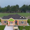 Front view of a 3 bedroom house design featuring a gable roofing style.