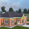 3 bedroom house with a gable roof architectural plan