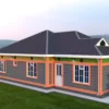 3 bedroom house with a gable roof architectural plan