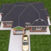 3 bedroom house with a gable roof architectural plan