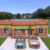 Front view of a 3 bedroom house with a hidden roof design.
