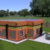 3 bedroom house design with a hidden roof architectural plan