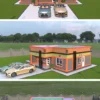3 bedroom house design with a hidden roof architectural plan